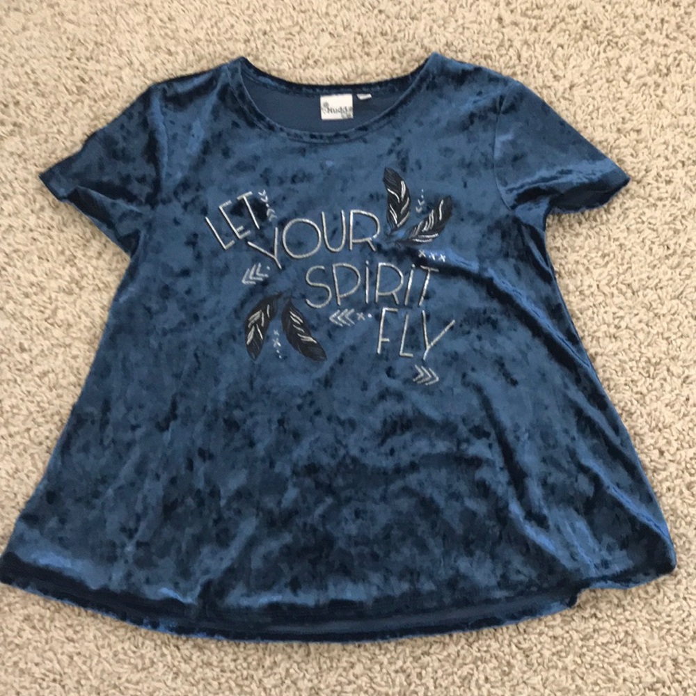 Girls blue velvet t-shirt size 7/8